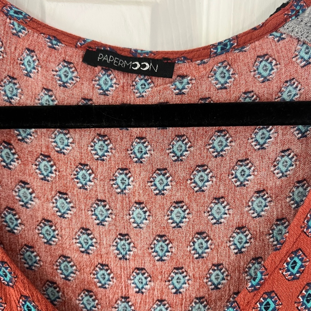 Papermoon Gray and Red Patterned Blouse - Picture 3 of 5